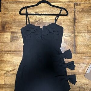 Nasty Gal Beaded Bow Cutout Black Minidress